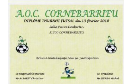 TOURNOI EN SALLE DU 13 et 14 FEVRIER